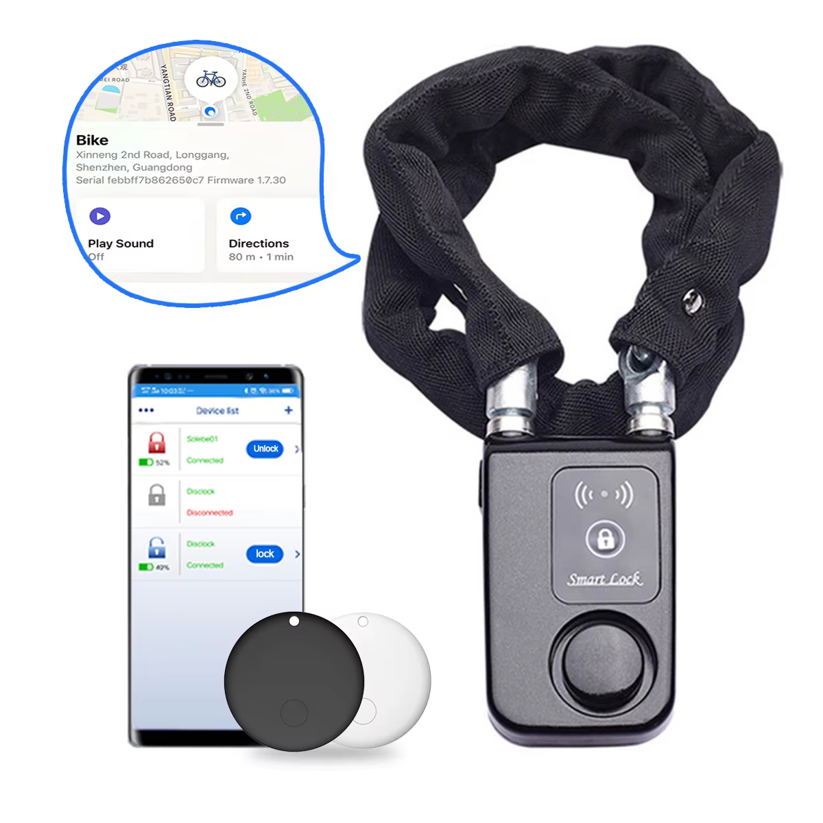 110dB Alarm Bike Chain Lock wi - đánh giá và giá Chain Lock Combination