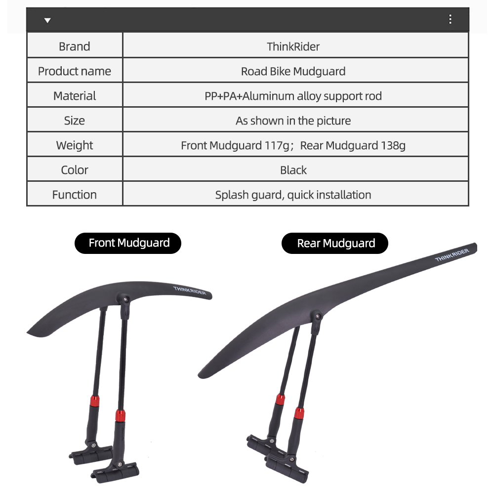 ThinkRider Road Cycling Fender - đánh giá và giá Fender Mudguard Set